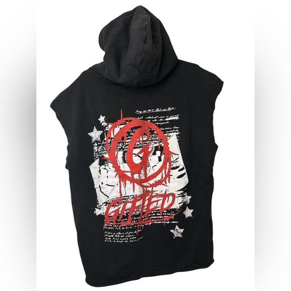 GFTD LA SLEEVELESS HOODIE WASH BLACK - FLASH HOOD NWT - Picture 2 of 11